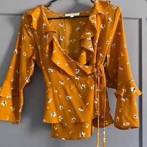 Yellow Womens Tie Top